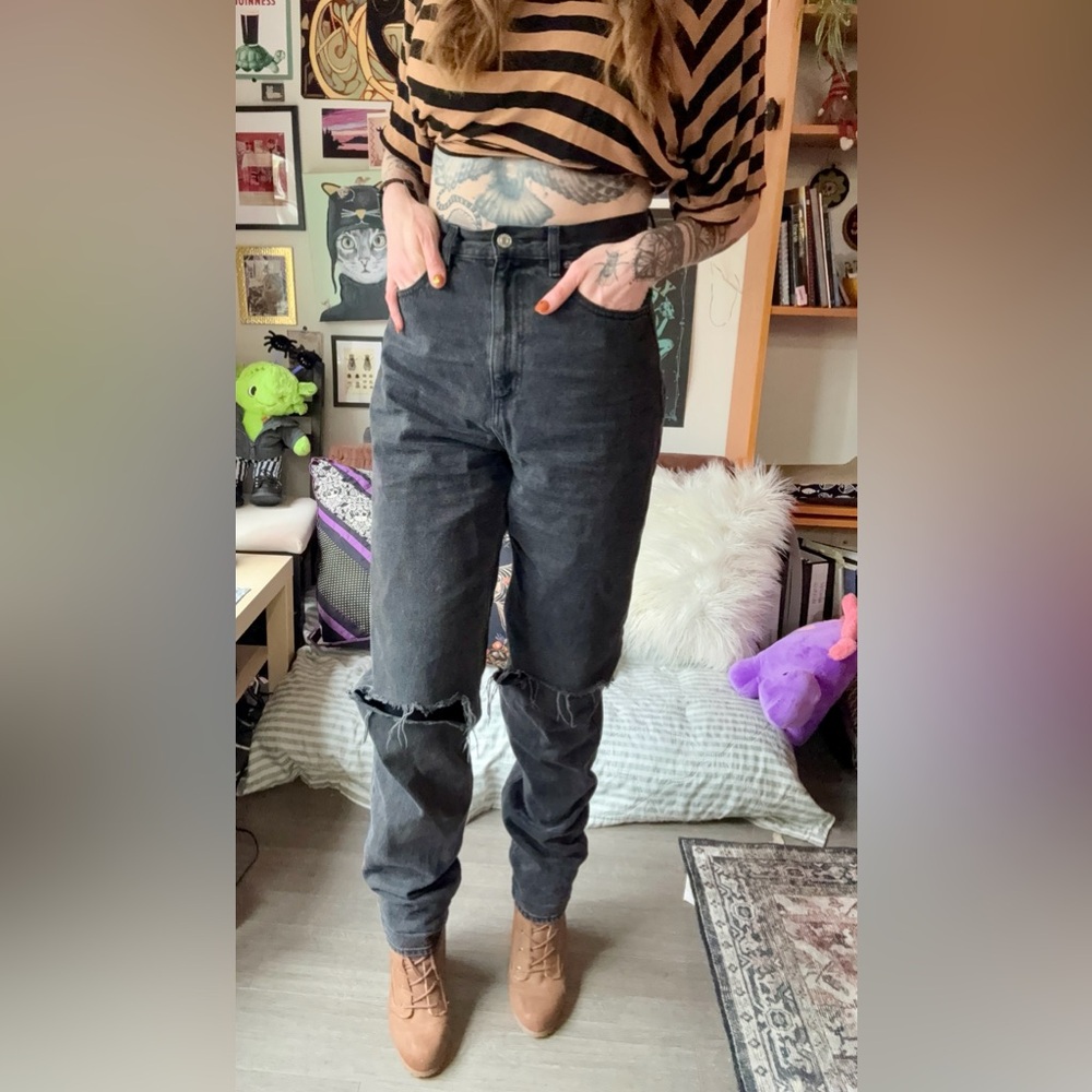 ASOS Tall 36” Inseam Distressed Women's Jeans - Classic Ripped Knee Mom Jeans